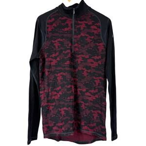 Smartwool Men's Merino 250 Base Layer Pattern 1/4 Zip Red/Black Size Large NWT